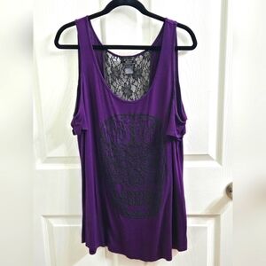 Midnight Hour Purple Skull Cold Shoulder Top